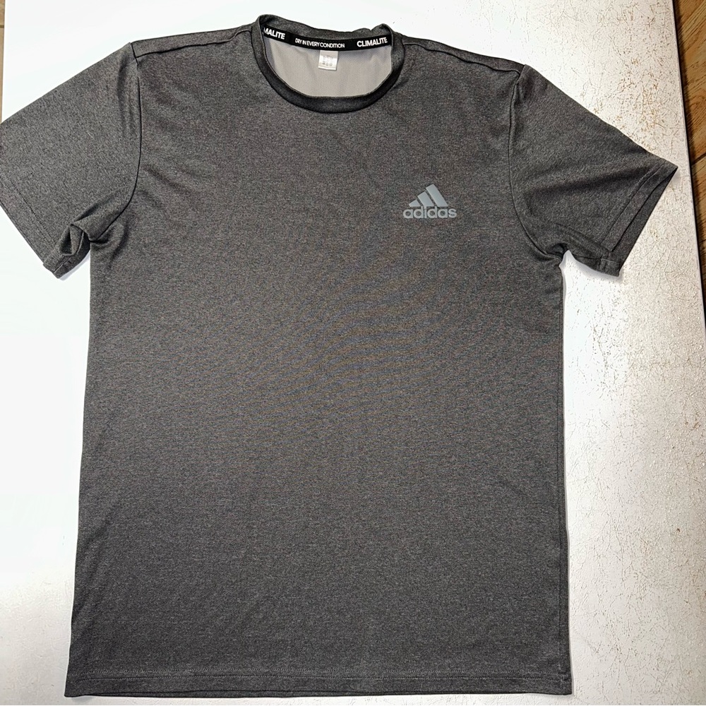Adidas Gray Climalite Short Sleeve Tee - Youth Large